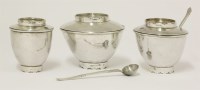 Lot 209 - A modern silver three-piece condiment set