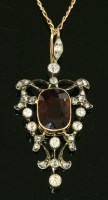 Lot 422 - A Victorian garnet and diamond set pendant