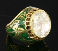 Lot 386 - An Ottoman single stone rose cut diamond gold ring