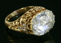 Lot 387 - An Ottoman single stone oval rose cut diamond gold ring