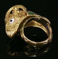 Lot 484 - A Continental gold ram's head adjustable ring