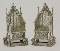 Lot 223 - A pair of Edwardian silver miniature coronation chairs