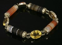 Lot 360 - A Victorian Scottish hardstone gold bracelet