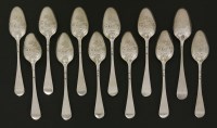 Lot 116 - A rare set of ten George III silver hanoverian pattern picture-back and front teaspoons