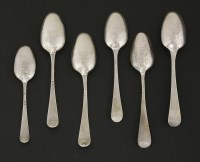 Lot 117 - Six 18th century silver hanoverian/old english picture-back teaspoons