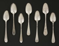 Lot 122 - A group of six George III silver hanoverian and old english picture-back teaspoons