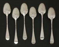 Lot 125 - Six George III silver hanoverian pattern picture-back teaspoons