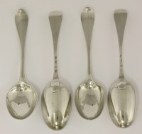 Lot 133 - A set of four George II Scottish silver hanoverian pattern tablespoons