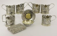 Lot 20 - A set of five Soviet metalwares and niellowork teacup holders