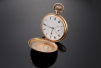 Lot 597 - A 9ct gold hunter top wind pocket watch