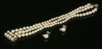 Lot 538 - A three-row graduated cultured pearl bracelet