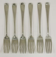 Lot 182 - A set of six unascribed silver old english pattern dessert forks