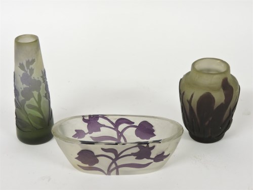 Lot 241 - Two Galle miniature cameo vases