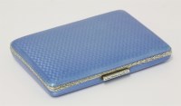 Lot 229 - A silver and blue guilloche enamelled cigarette case