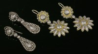 Lot 281 - A pair of cased Regency cut steel drop earrings