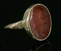 Lot 290 - A cornelian intaglio engraved ring