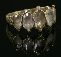 Lot 307 - A William IV five stone foiled quartz gold ring