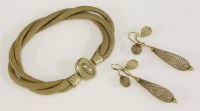 Lot 343 - A pair of early Victorian woven hair drop earrings