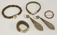 Lot 344 - A pair of Victorian light brown woven hair drop earrings