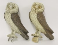 Lot 69 - A pair of painted iron owls