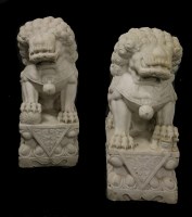 Lot 448 - A pair of large marble Dogs of Fo