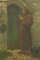 Lot 271 - Henry Stacy Marks RA RWS (1829-1898)
A MONK HOLDING A KEY TO A WINE CELLAR
Signed and dated 1883 l.r.