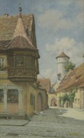 Lot 245 - Elias Mollineaux Bancroft (1846-1924)
'A SIDE STREET IN ROTHENBURG o' (ob der) TAUBER