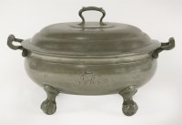 Lot 55 - An oval pewter tureen and cover