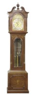 Lot 309 - An Edwardian mahogany inlaid chiming longcase clock