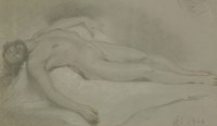 Lot 141 - James Ward RA (1769-1859)
A RECLINING MALE NUDE
Signed with initials