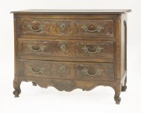 Lot 381 - A French walnut serpentine fronted commode