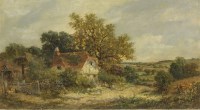 Lot 256 - James Edwin Meadows (1828-1888)
A WOODED LANDSCAPE WITH CHILDREN BY A COTTAGE
Signed l.l.