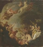 Lot 208 - Follower of Giulio Carpione
AURORA - A STUDY FOR A CEILING PAINTING
Oil on canvas
45 x 41cm