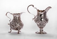Lot 91 - A George II silver cream jug