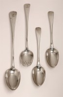 Lot 100 - A set of six George III silver old english pattern tablespoons