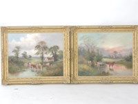 Lot 523 - Charles W Oswald (late 19th century)
CATTLE WATERING
A pair