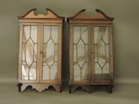 Lot 588 - A pair of reproduction mahogany wall mounted display cabinets