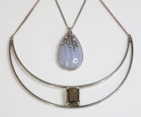 Lot 60 - A sterling silver smokey quartz bib necklace
