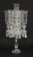 Lot 1213 - A modern moulded glass six light table candelabra