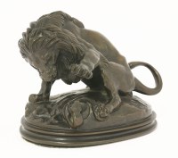 Lot 92 - After Antoine Louis Barye (1795-1875)
a model of a lion being startled by a snake
