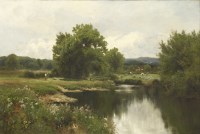 Lot 363 - John Clayton Adams (1840-1906)
A RIVER LANDSCAPE WITH HAYMAKERS
Signed and dated 1893 l.l.