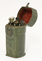 Lot 158 - A shagreen and white metal-mounted travelling razor and toiletry set