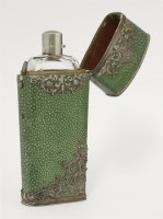 Lot 159 - A shagreen and silver metal-mounted decanter case