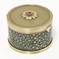 Lot 190 - A shagreen and gold metal-mounted miniature powder box