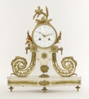 Lot 415 - A French gilt bronze and white marble mantel clock