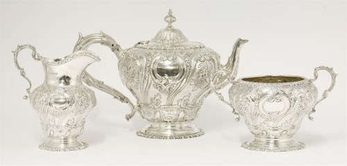 Lot 95 - A late Victorian silver three-piece tea set