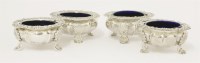 Lot 100 - A set of four William IV silver salts