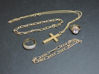Lot 51 - A 9ct gold cross and chain