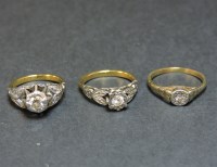 Lot 25 - Three single stone diamond rings