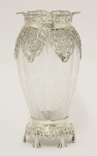 Lot 81 - An Edwardian silver-mounted cut glass vase